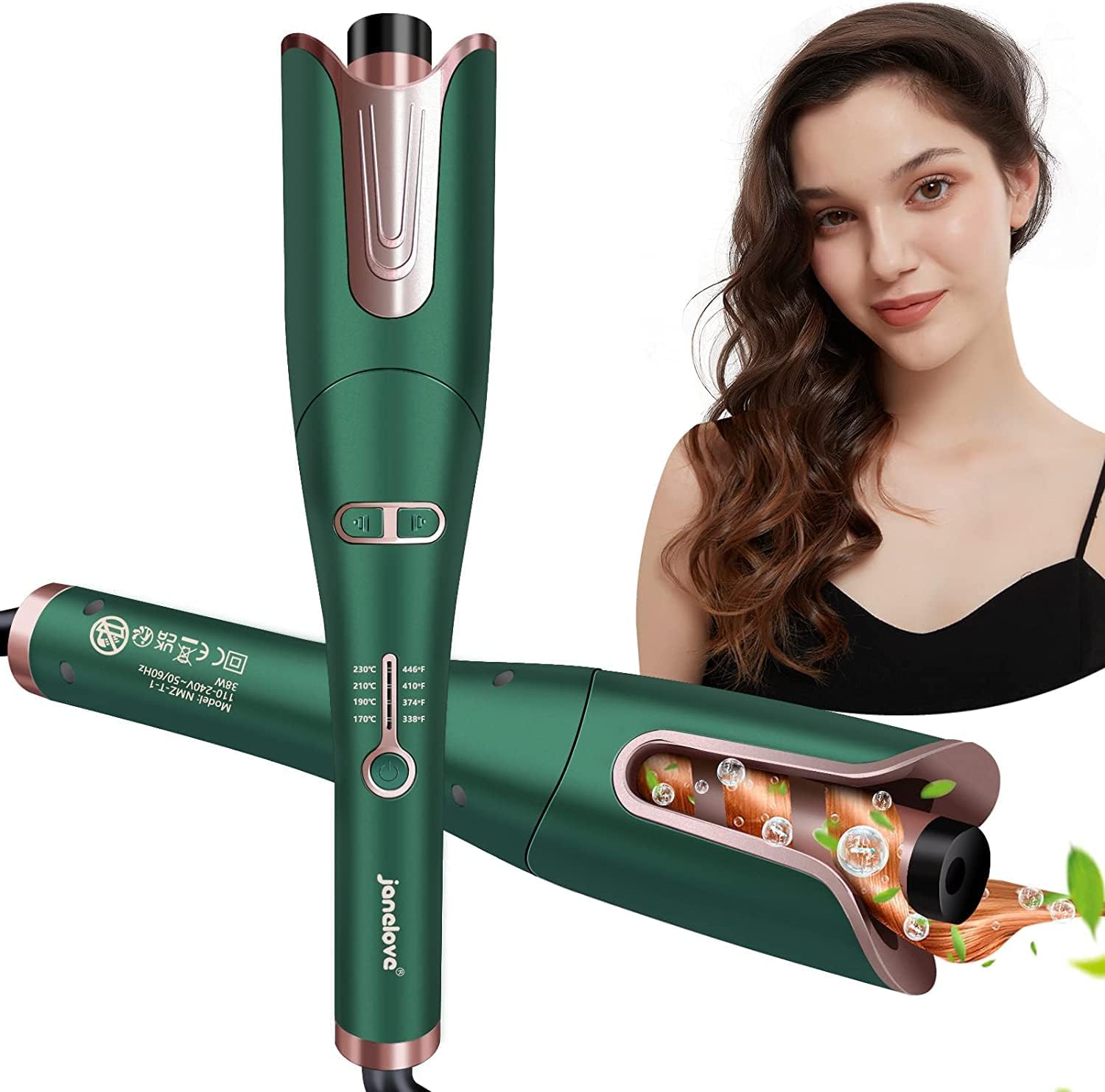 janelove Automatic Hair Curler, Auto Curling Iron Wand with 1 Inch Ceramic Barre...