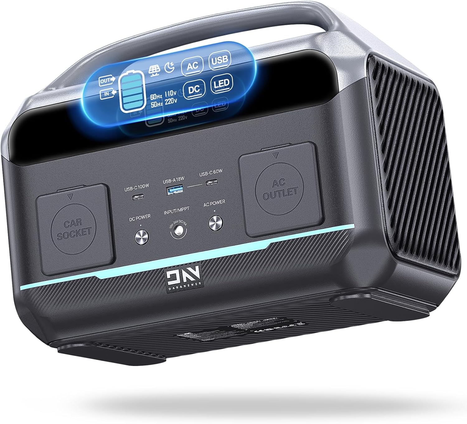 Portable Power Station 600W, 299Wh LiFePO4 Battery Backup w/ 2 600W(Peak 1200W)...