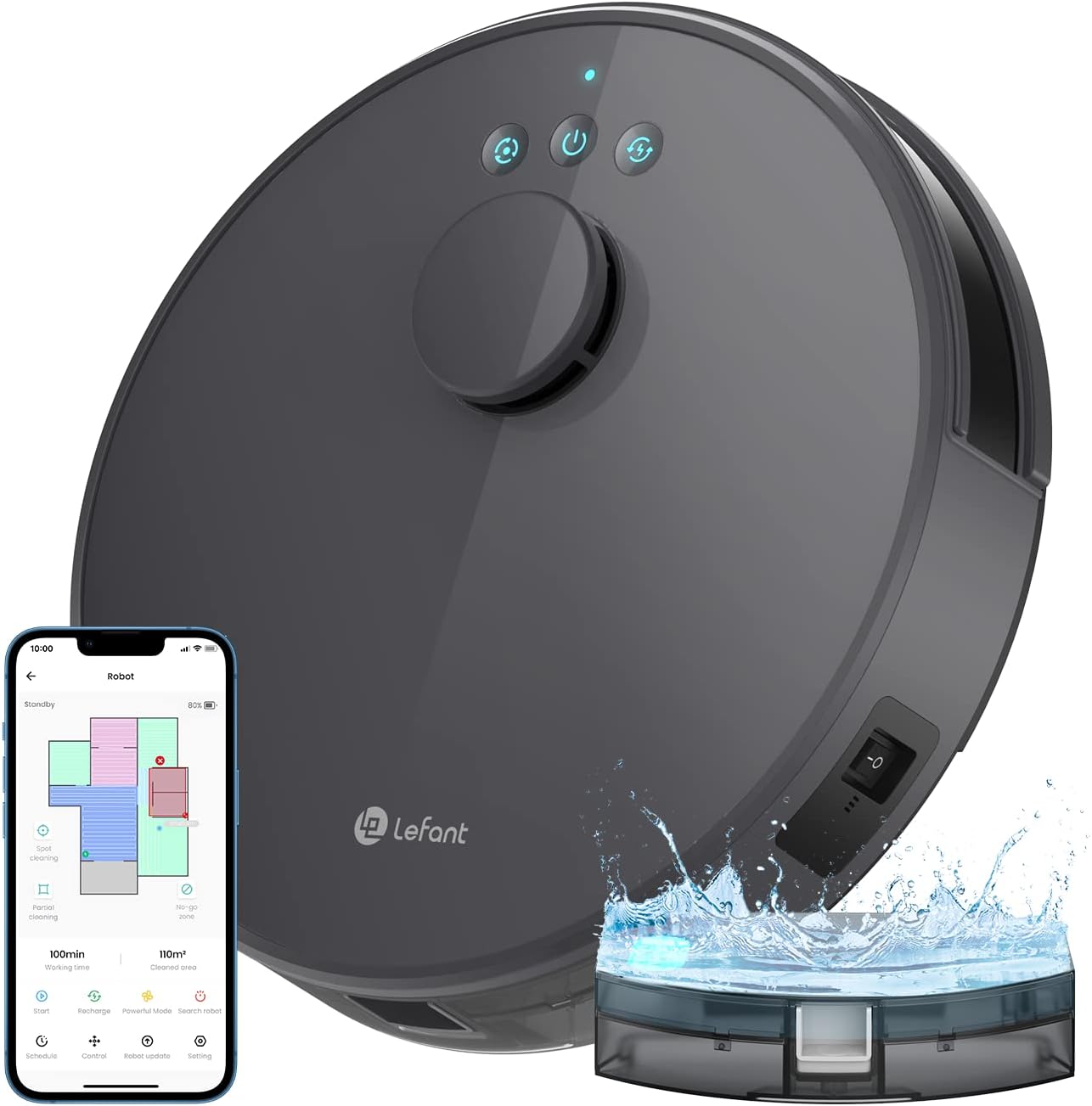 Lefant M1 Robot Vacuum Cleaner with Mop Room Mapping 4000Pa, LDS Navigation SLAM...
