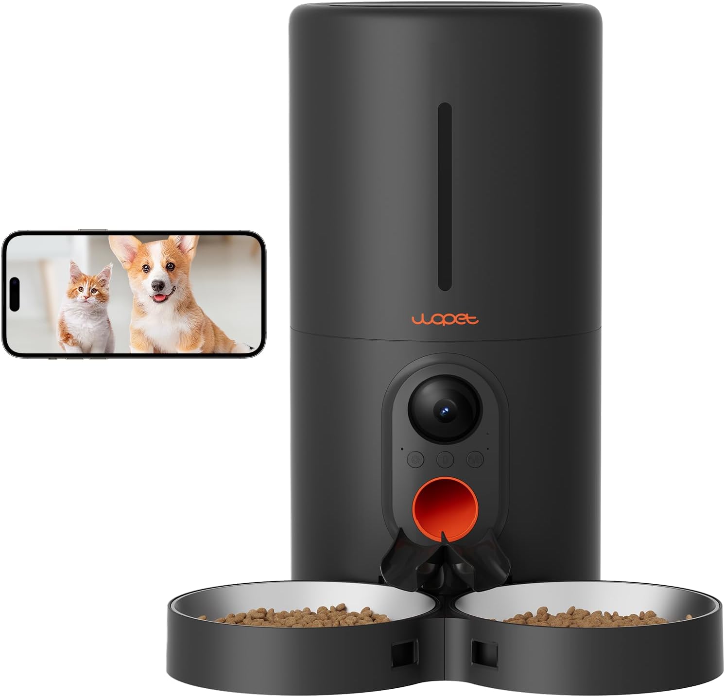 WOPET Automatic Cat Feeder with Camera for Two Cats, 1080p HD Automatic Dog Feed...