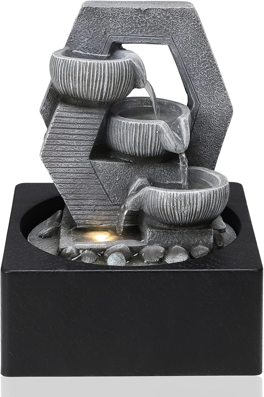 BTGGG Indoor Fountain with LED Light Indoor Water Features 18 * 18 * 24CM Deskto...