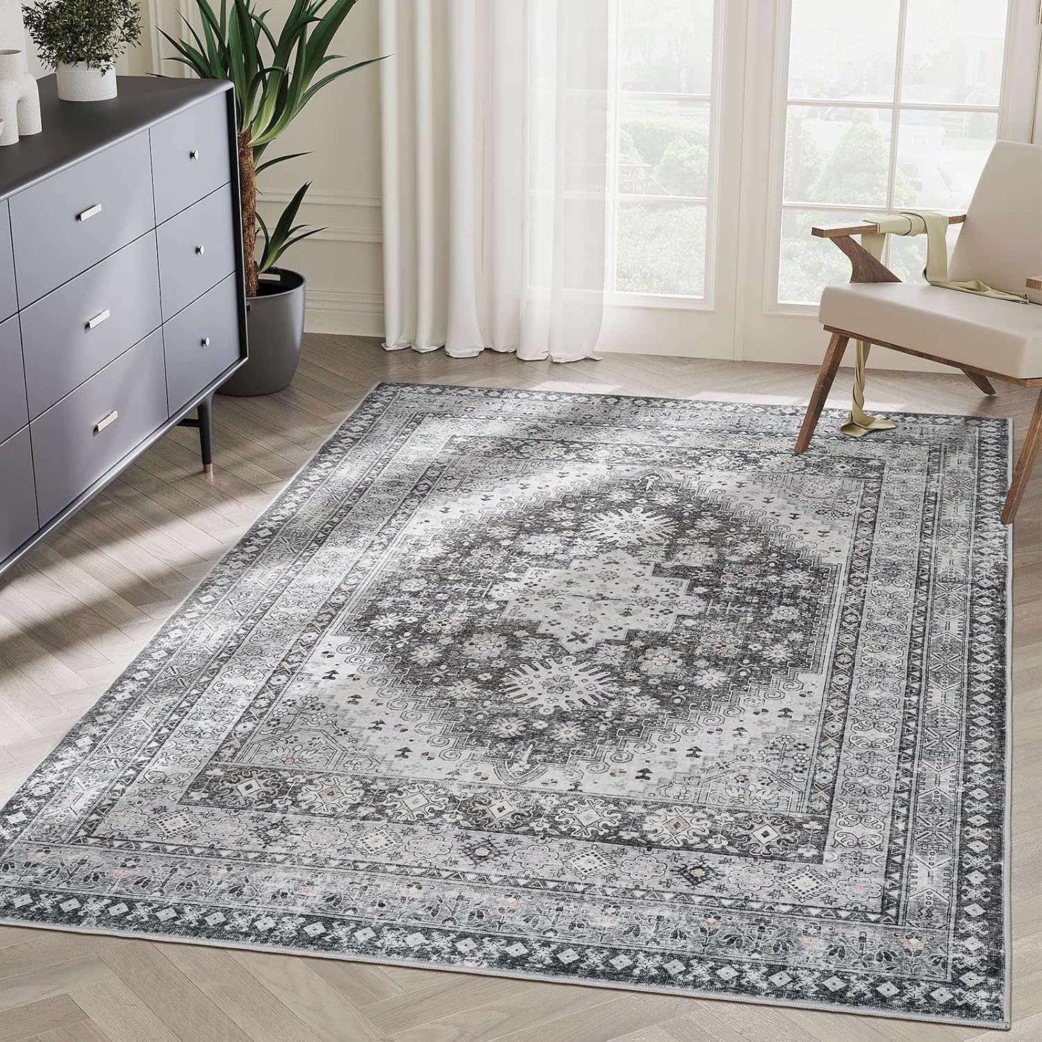 8x10 Area Rugs for Living Room,Non-Slip Backing Washable Rugs,Vintage Large Area...