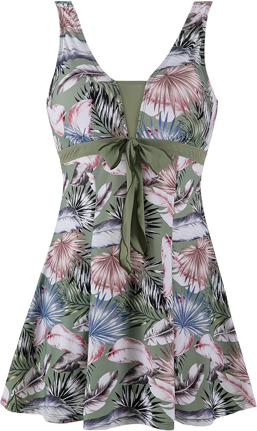 Wantdo Women's Plus Size Swimwear One Piece Tummy Control Swimdress Modest Skirt...