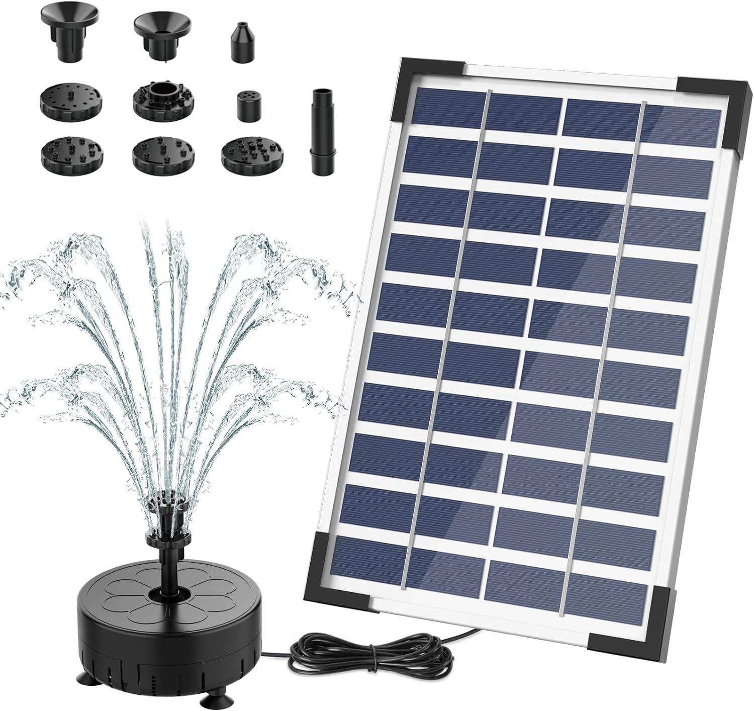 AISITIN 5.5W Solar Fountain Pump, Upgraded 100% Glass Panel DIY Solar Pond Pump...