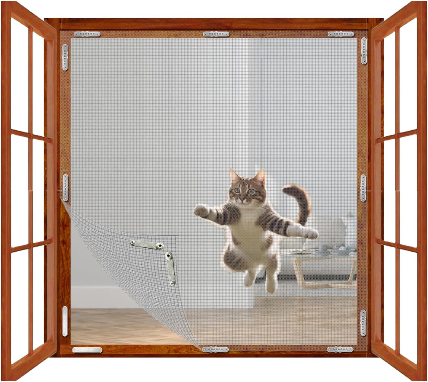 BKSAI Magnetic Fly Screen for Windows Net Mosquito for Cats Adjustable DIY Windo...