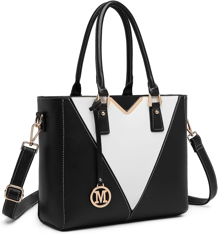 Miss Lulu Leather Look V-Shape Shoulder Handbag Lightweight Medium Tote Bag Hand...
