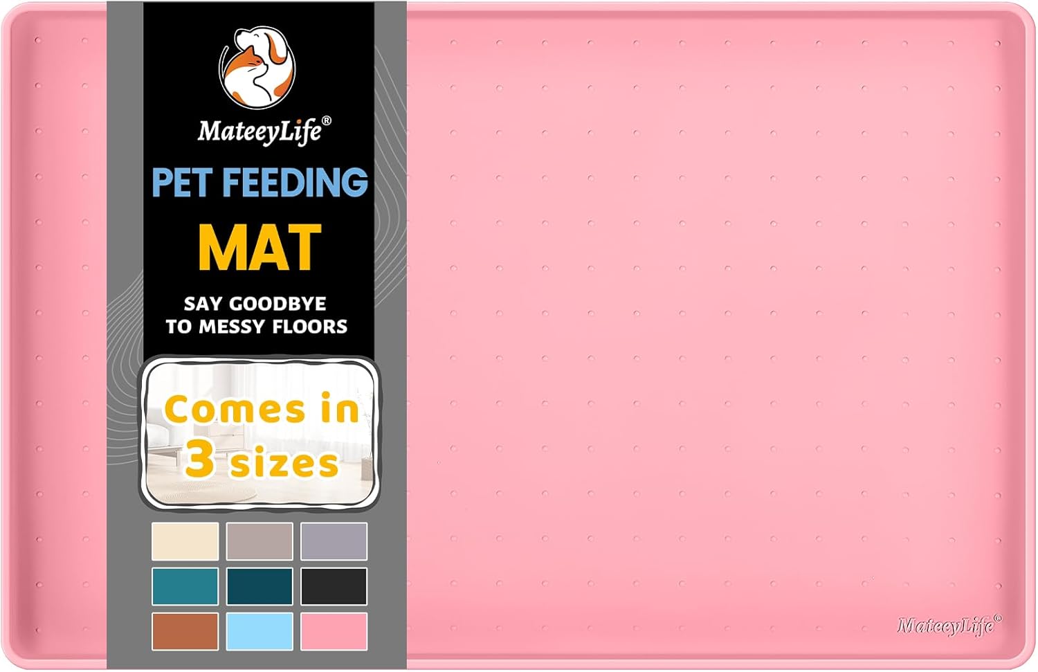 MateeyLife Silicone Cat & Dog Food Mat for Floors Waterproof, Anti-Slip Dog Bowl...