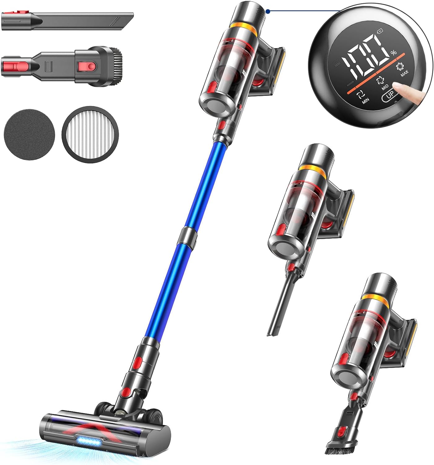 Cordless Vacuum Cleaner, 550W/45Kpa Strong Suction Vacuum Cleaners for Home, Up...
