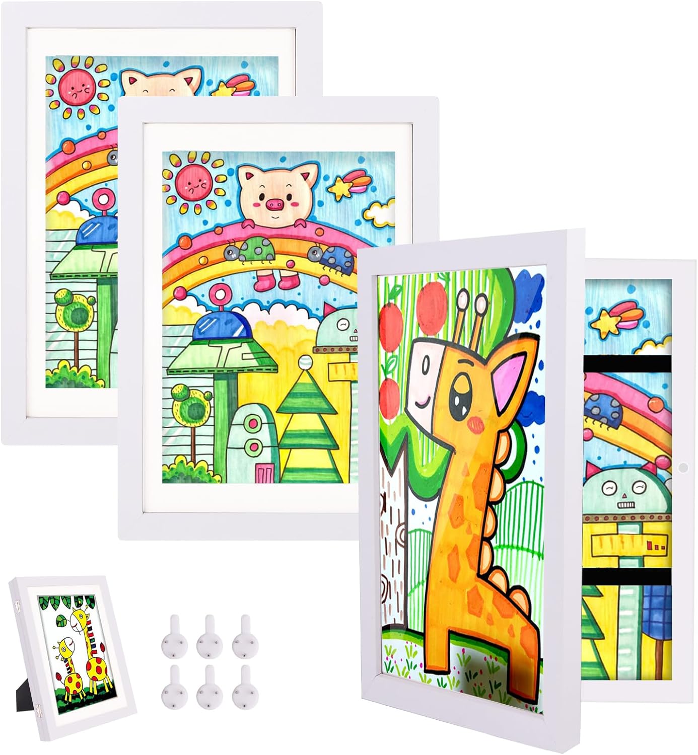 Hipsignal Kids Art Frames, 3 Pack A4 Photo Frame for 150 Pictures, Fillable Fron...