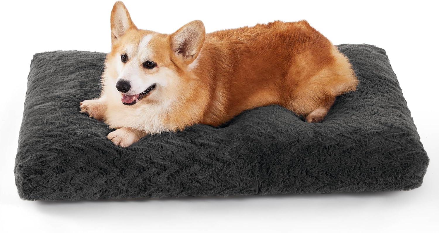 Bedsure Medium Washable Dog Bed - Dog Crate Mattress, Deluxe Plush Puppy Mat, Wa...