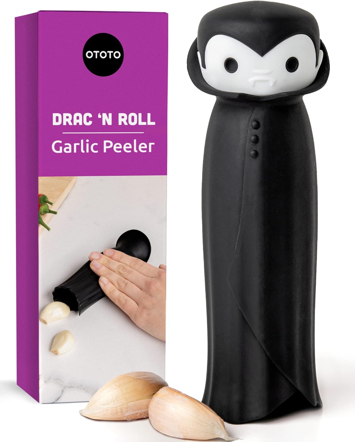 OTOTO Drac N' Roll Vampire Garlic Roller, Silicone Garlic Peeler Tube - Garlic P...