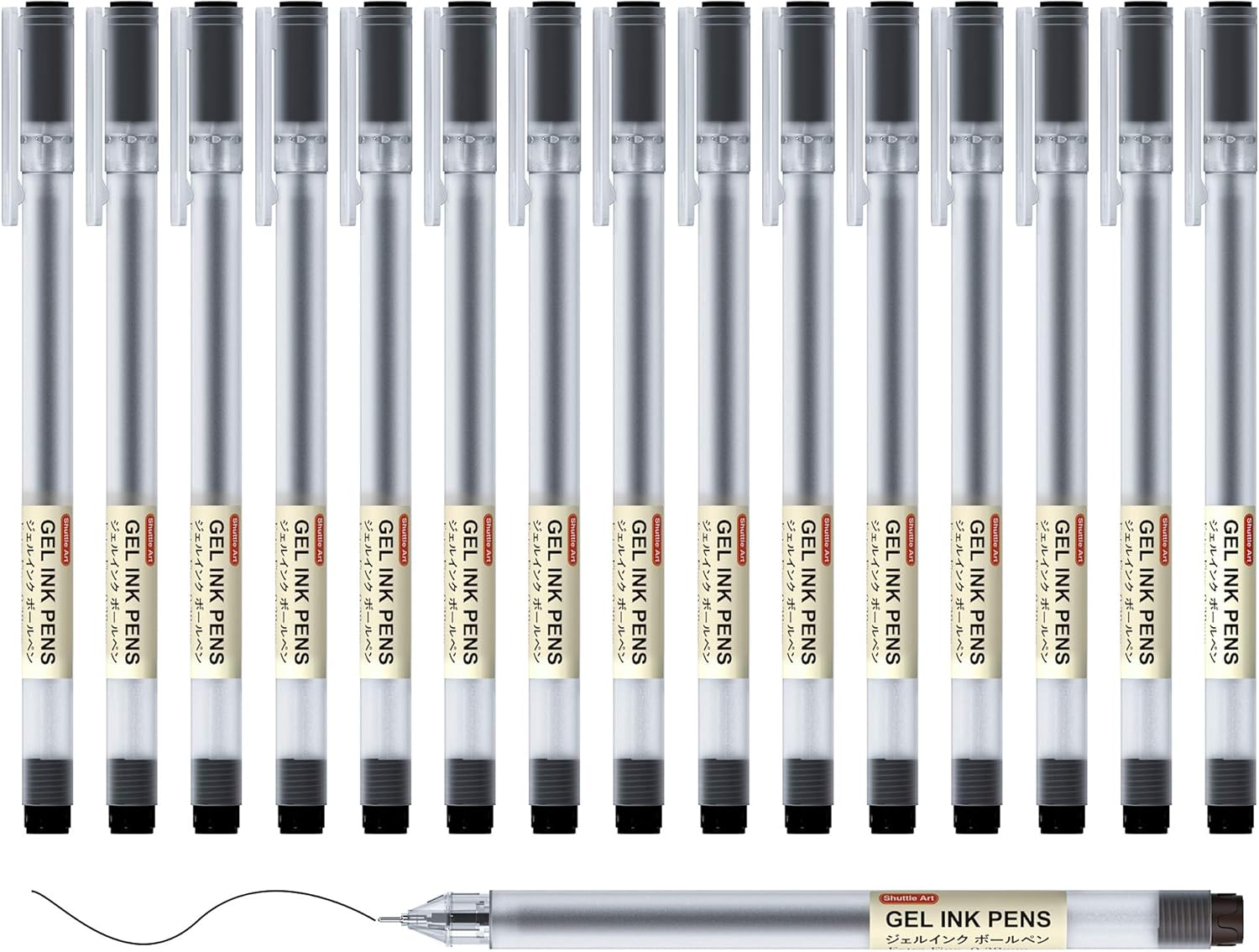 Shuttle Art 15 Black Gel Ink Pens, 0.38mm Extra Fi...