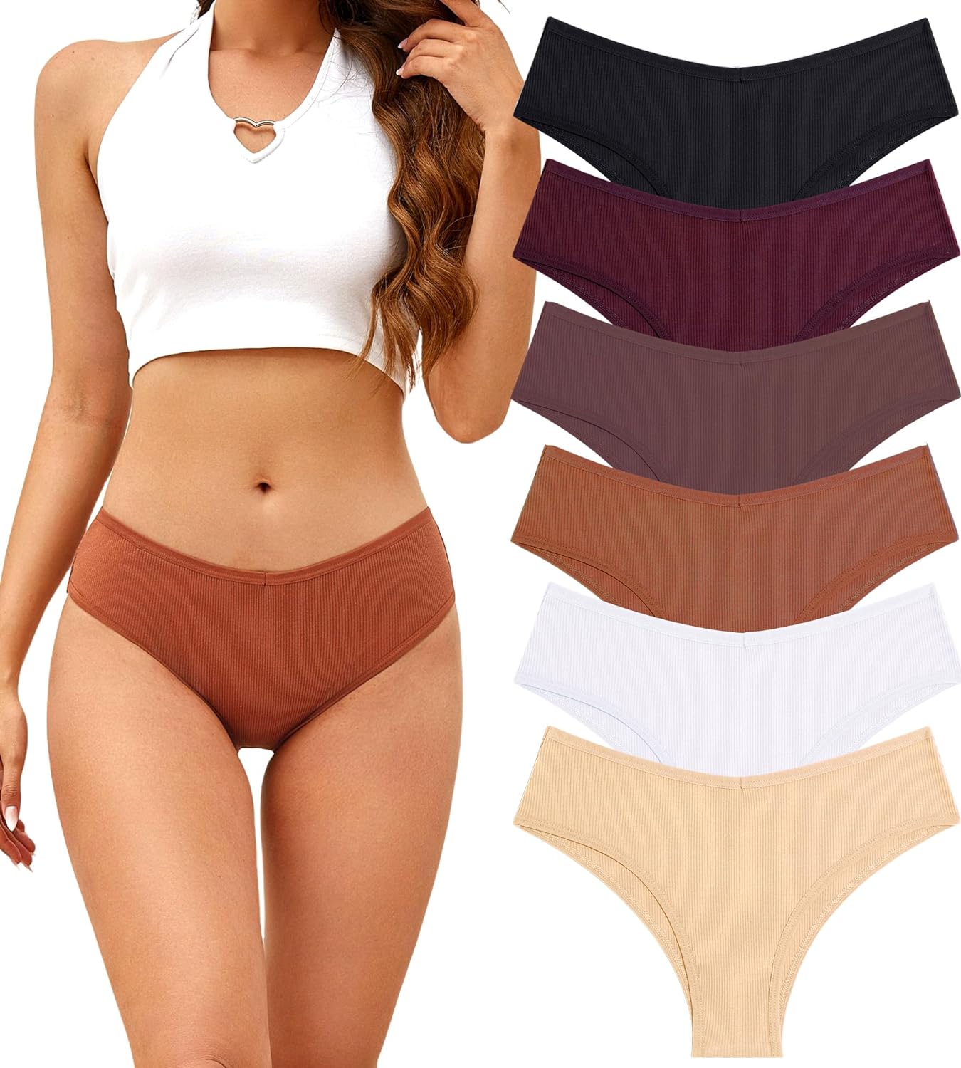 CUTEBUTE Cotton Underwear for Women Sexy V-Waist Breathable Panties Stretch High...