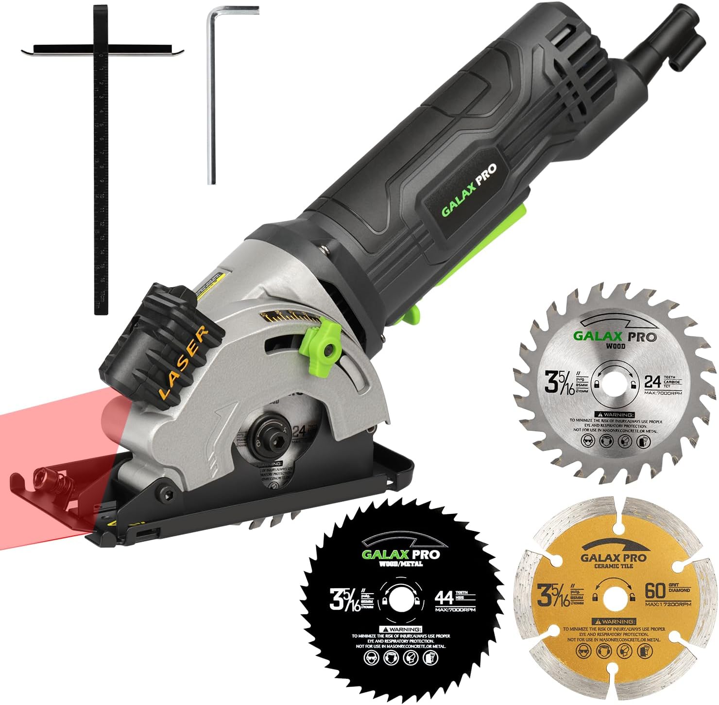 GALAX PRO Mini Circular Saw, 480W 3500 RPM Maximum Cutting Depth of 28.5mm, Thre...