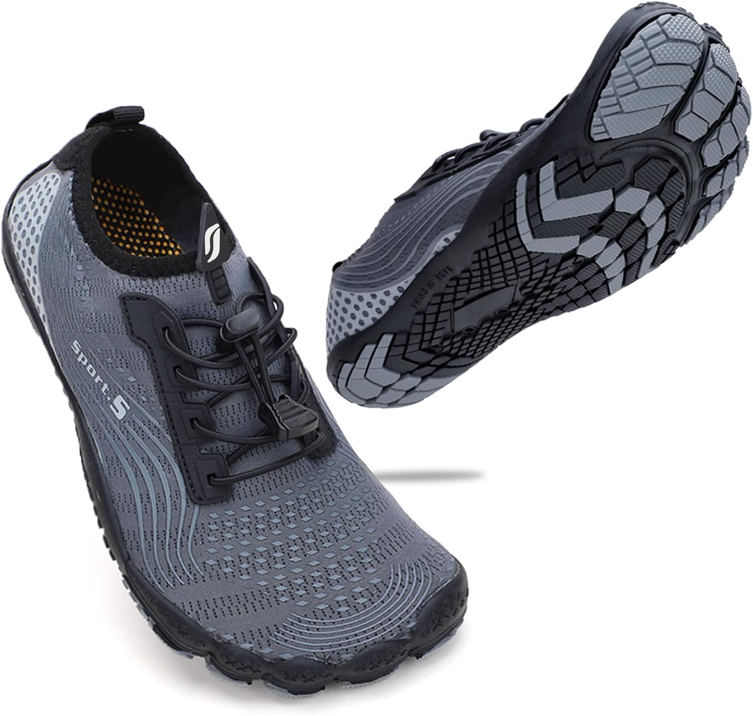 ZHR Mens Womens Water Shoes Quick Dry Aqua Socks for Swim Beach 4 UK H Grey