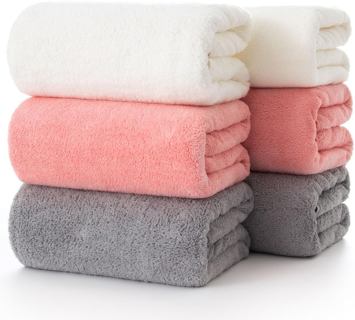 Lumimi Towels 6 Piece Multicolour Soft Microfiber Bath Towel Set Incredibly Abso...