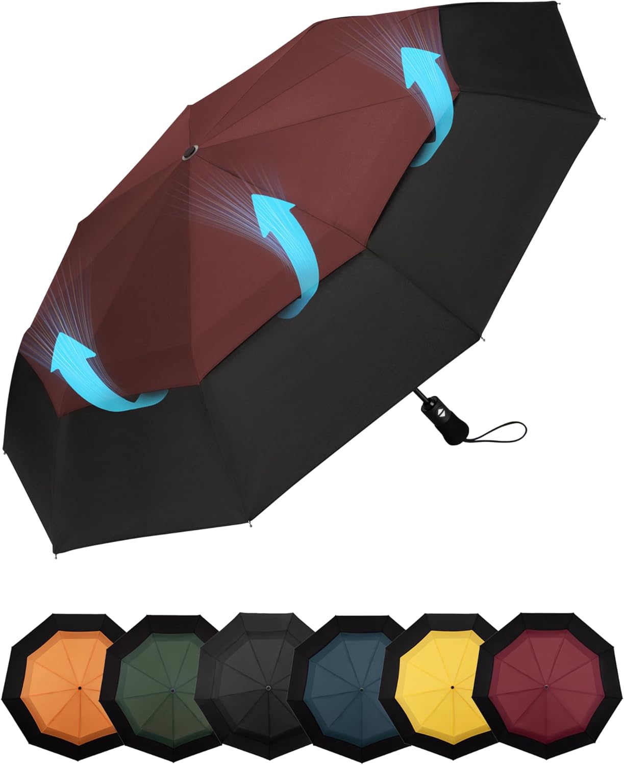 Chakipee Compact Travel Umbrella Windproof Strong- Automatic Folding Umbrellas f...