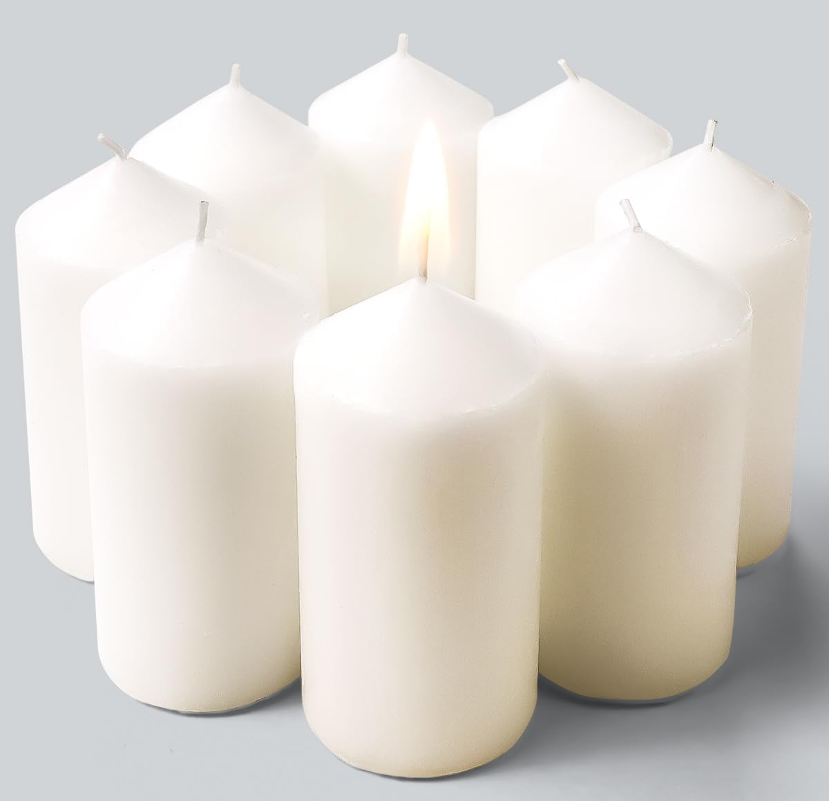 TRINIDa Premium Large Pillar Candle - 8 Pack White Pillar Candles in Eco-Kraft P...