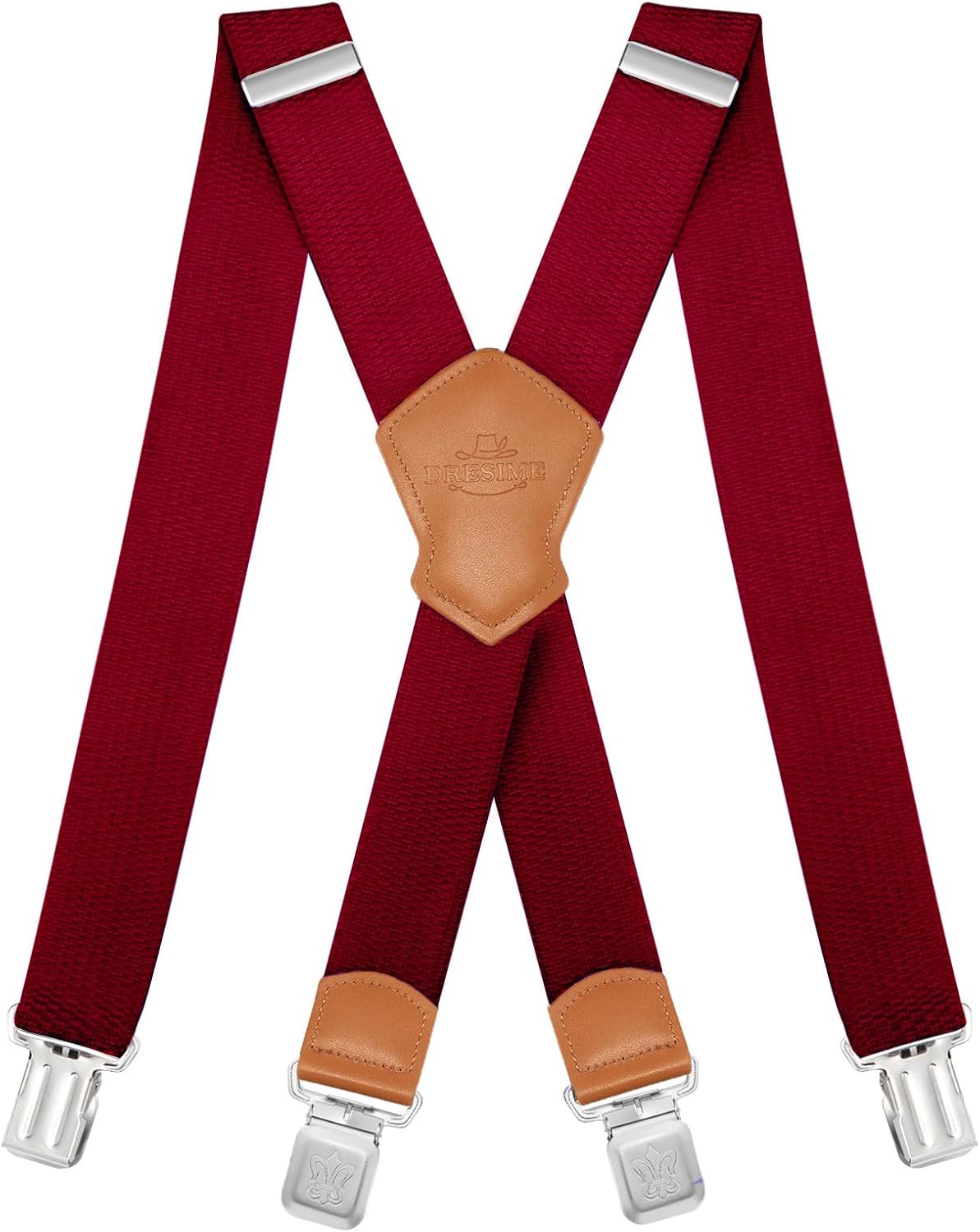 Dresime Suspender Mens Braces for Trousers with 4 Strong Clips 40mm Width, X Sha...