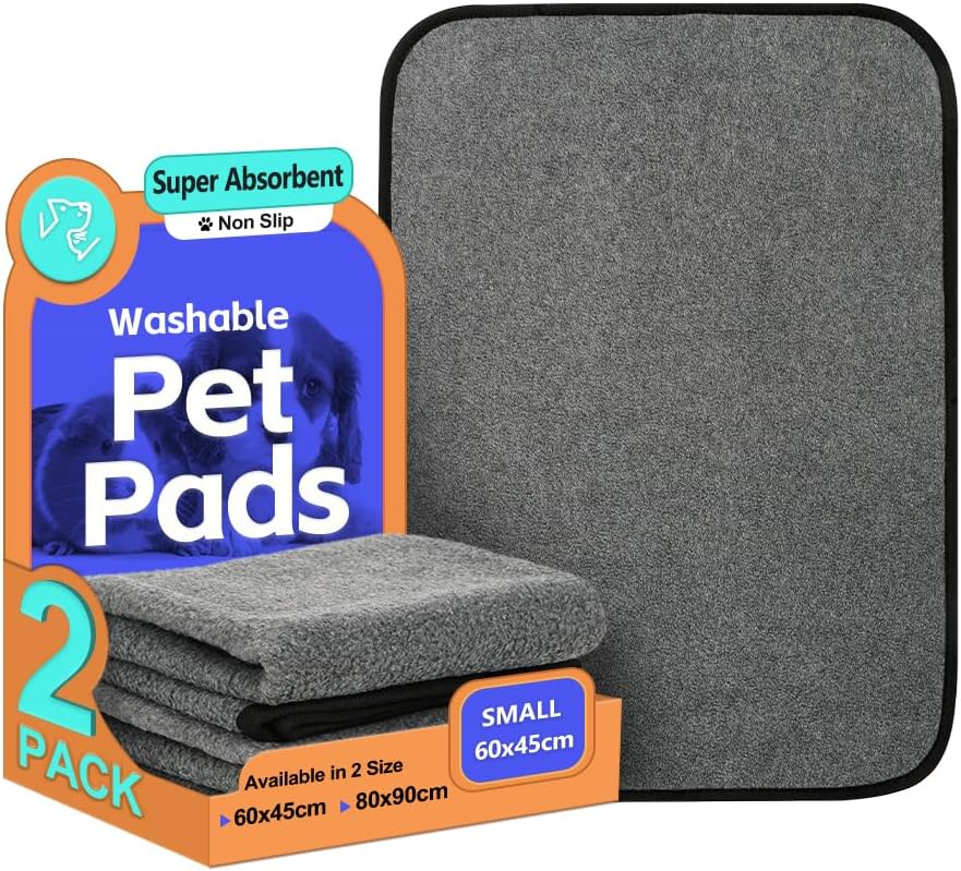 ULIGOTA Washable Dog Pee Pad 2 Pack (60x45cm) Waterproof Reusable Puppy Training...