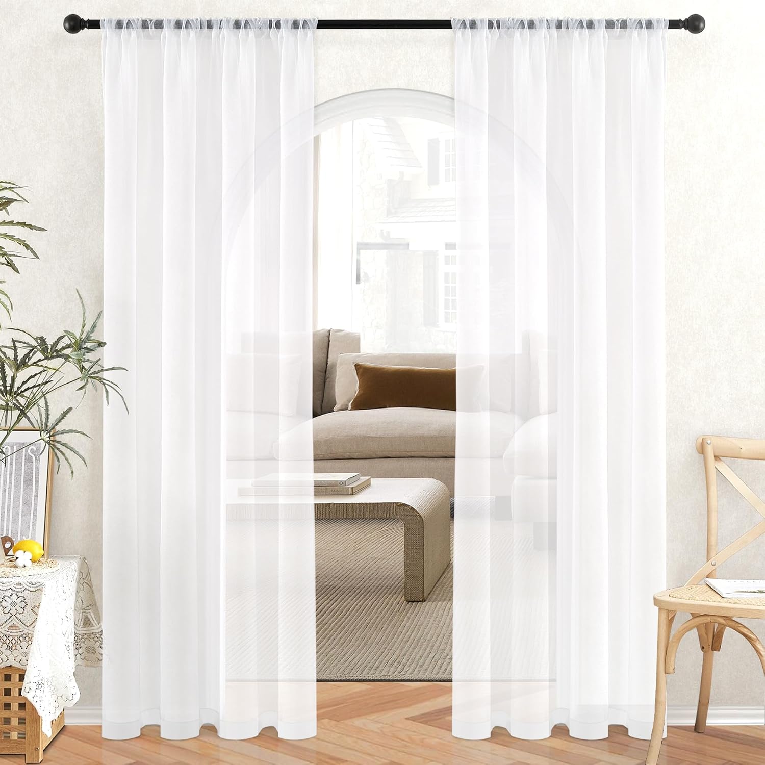 MRTREES tab top voile curtains, voile curtains 55 x 90 drop pair, curtains140X22...