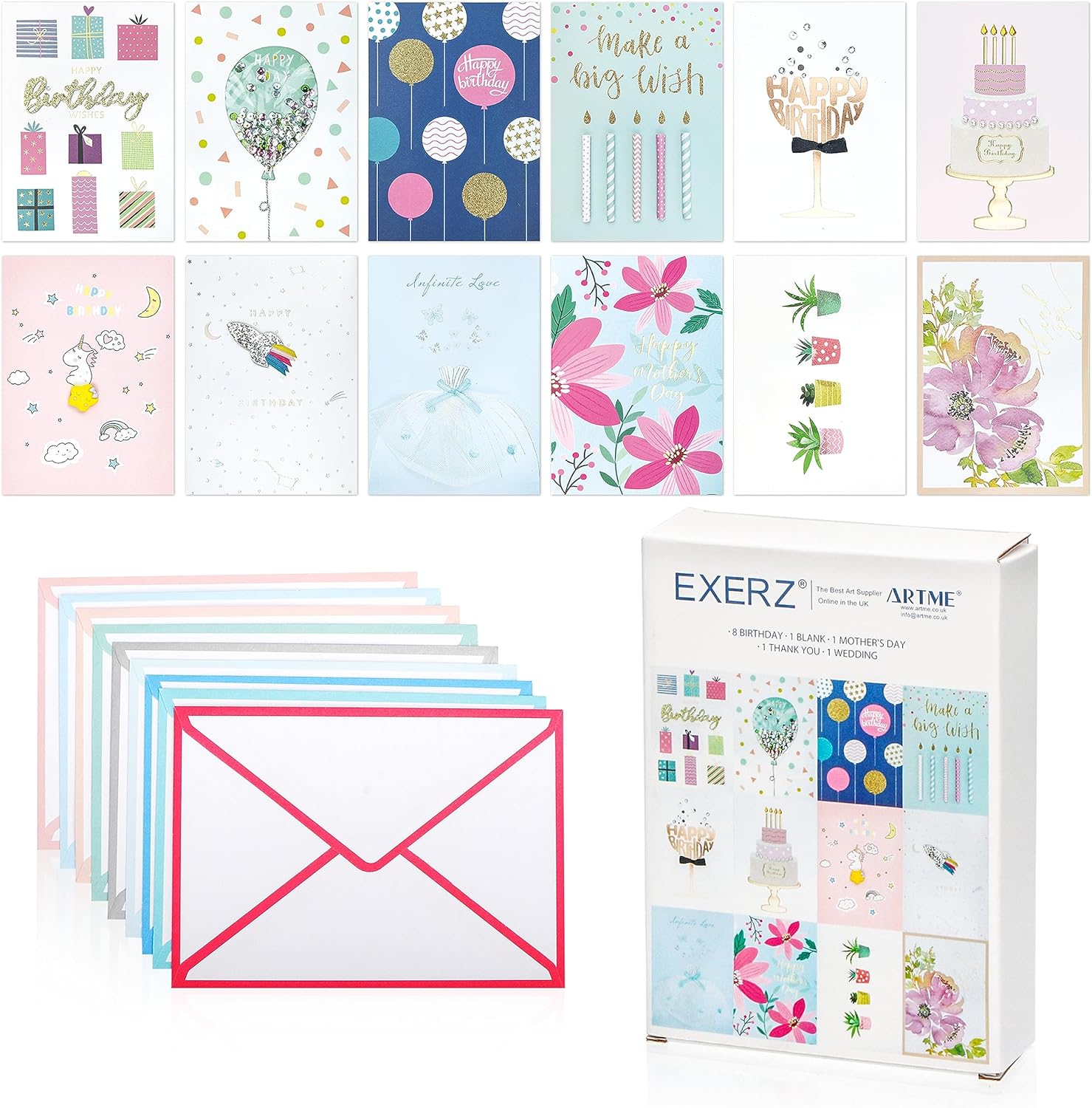 EXERZ 12 Assorted Greeting Cards Multipack All Occ...