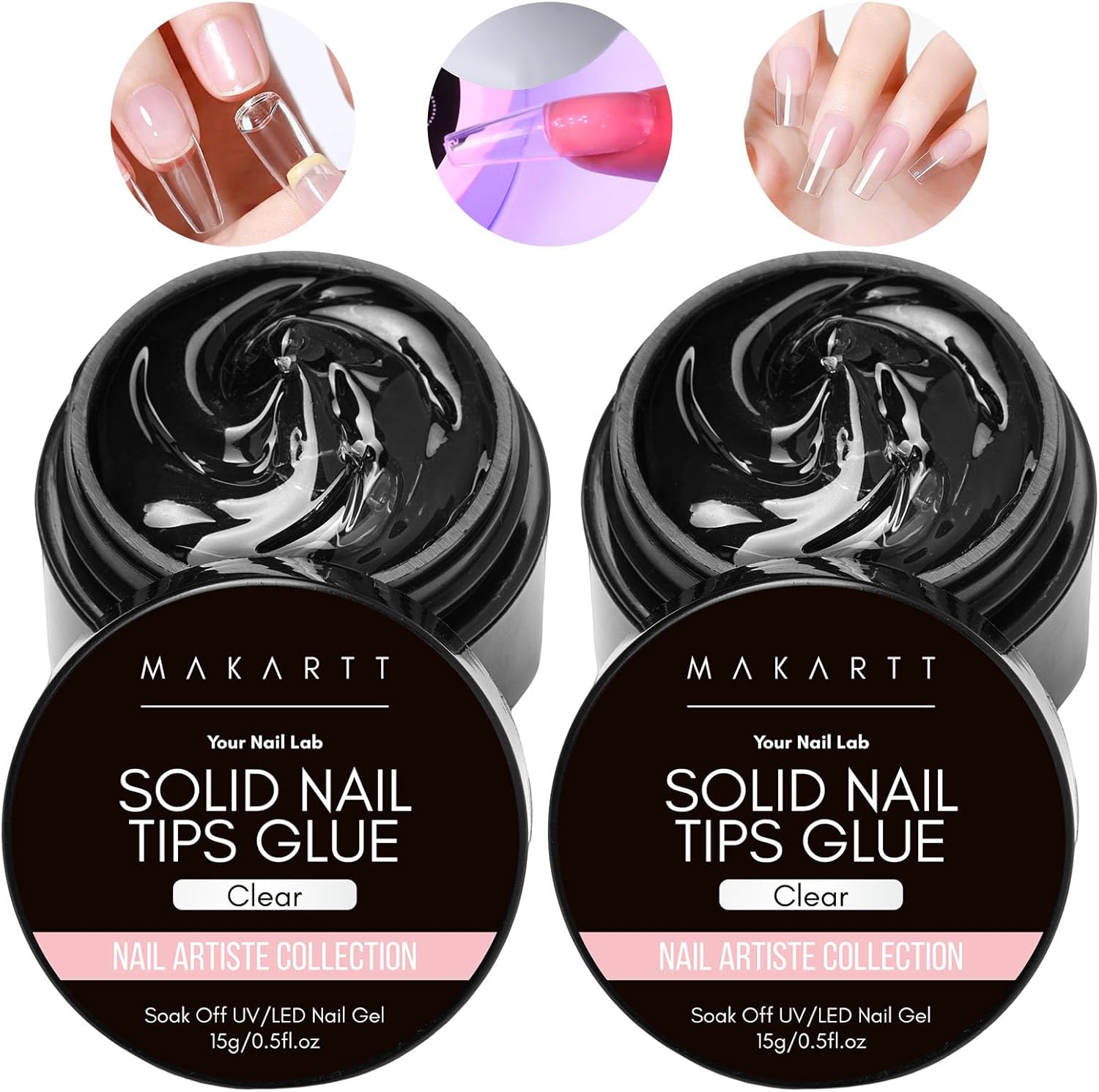 Makartt Solid Nail Glue Gel 2pcs Nail Tips Glue Gel Nail Rhinestone Glue Gel Fal...