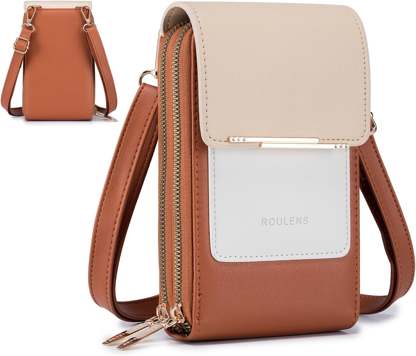 Roulens Women Leather Small Crossbody Phone Bag, C...