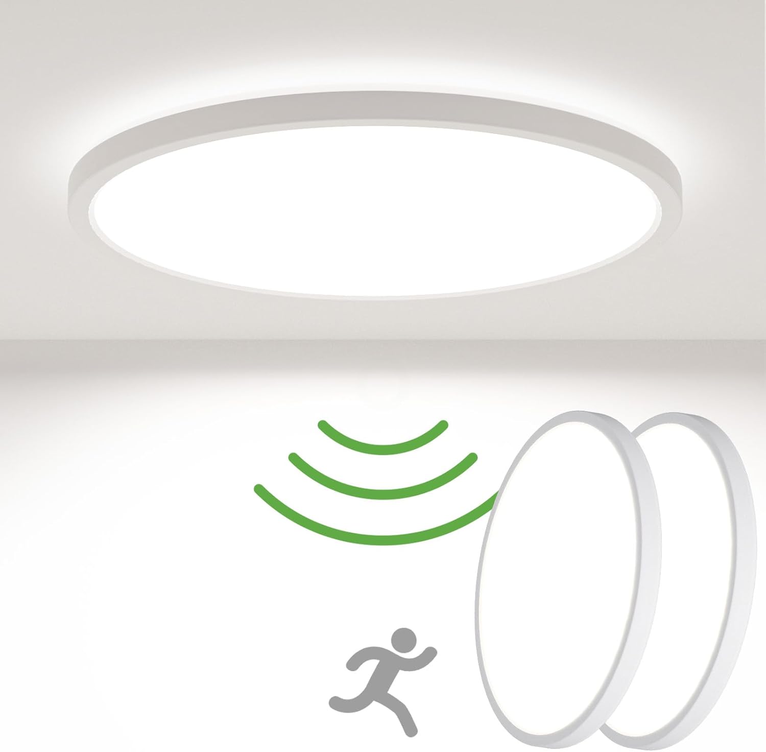 zemty 2 Pack Motion Sensor Lights Indoor 18W 1800LM 5000K, Ø 9Inch/23cm LED Ceil...