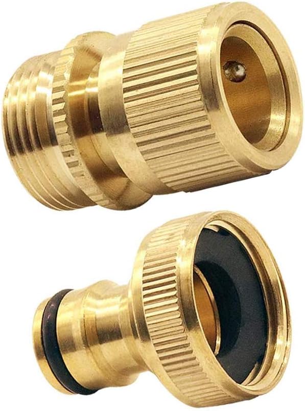 Tesmotor Garden Hose End Brass No-Leak Connector Fitting, Water Hose 3/4 inch Fe...