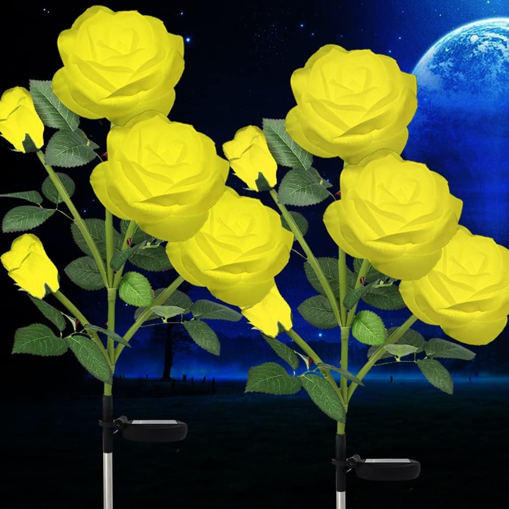 HELESIN Solar Lights Outdoor Garden, Solar Flower Lights Garden Ornaments with 1...