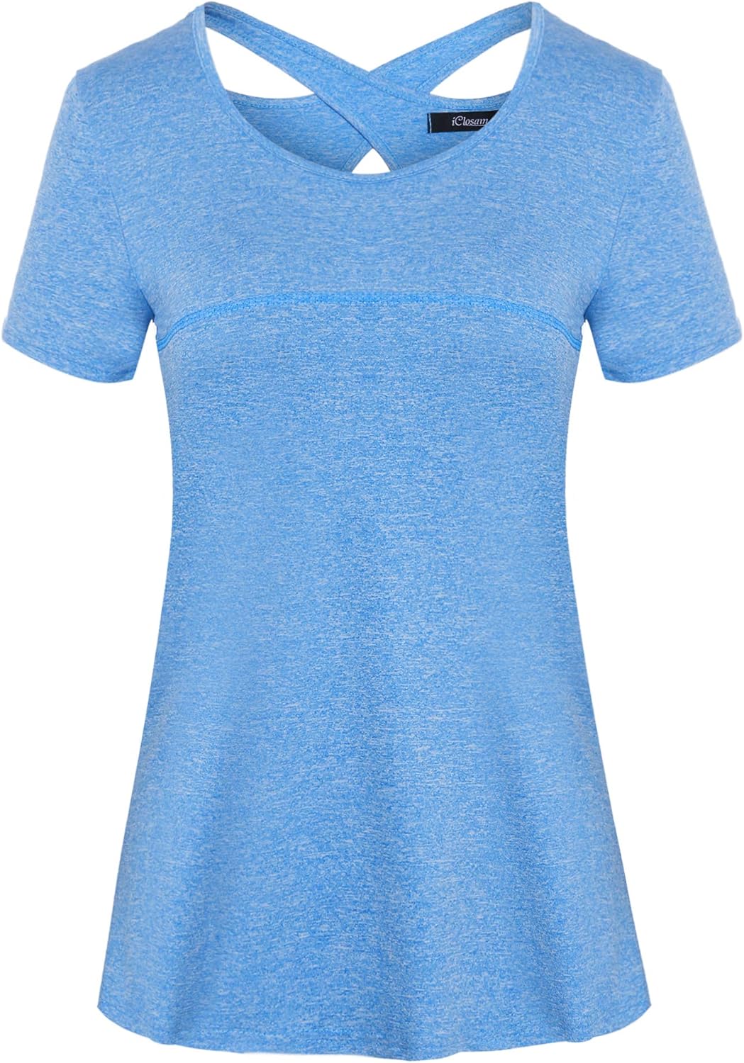 iClosam Womens Gym Tops Short Sleeve Yoga T Shirt for Women Running Athletic Clo...
