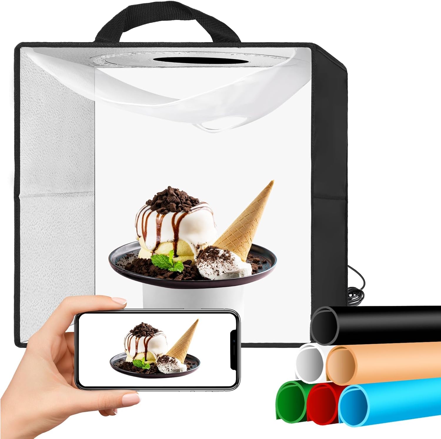 EMART Photo Lightbox for Photography, 40x40cm/16"x16" Photo Studio Light Box, Po...