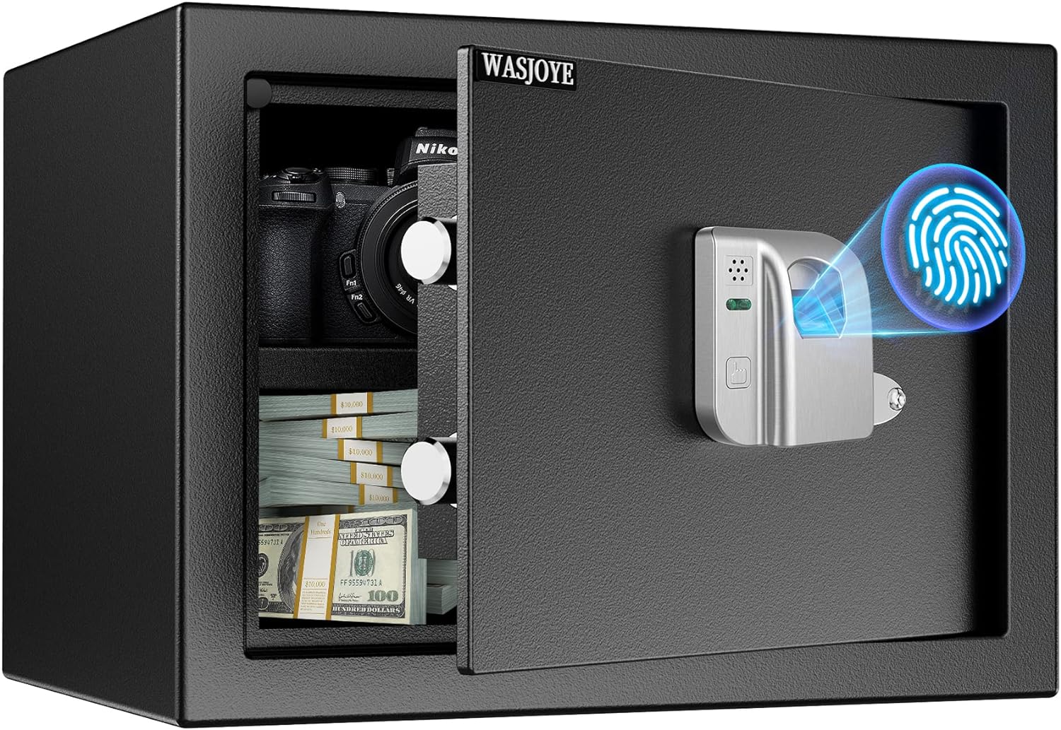 16.06L Fingerprint Security Cabinet Safe Box WASJOYE Electronic Personal Home Sa...