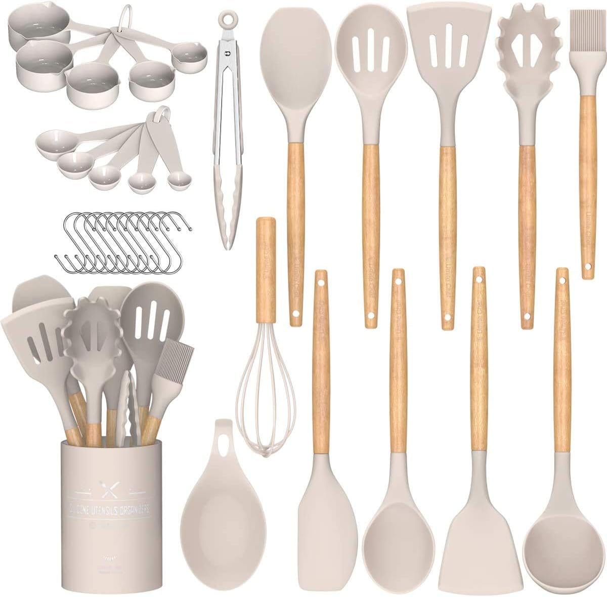 Umite Chef Kitchen Cooking Utensils Set, 24 pcs Non-Stick Silicone Spatula Set w...