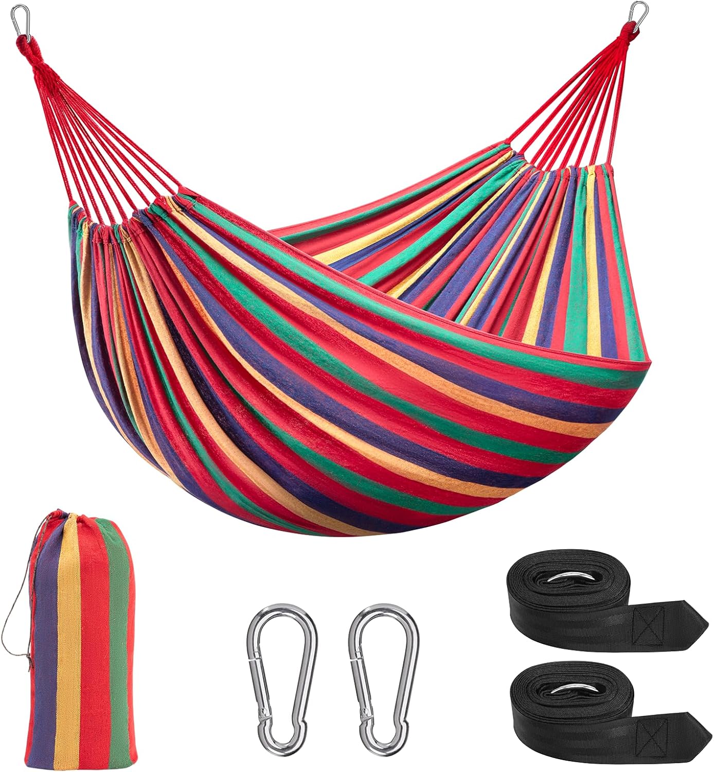 Signstek Cotton Hammock with Tree-friendly Straps, Durable Portable Hammock with...