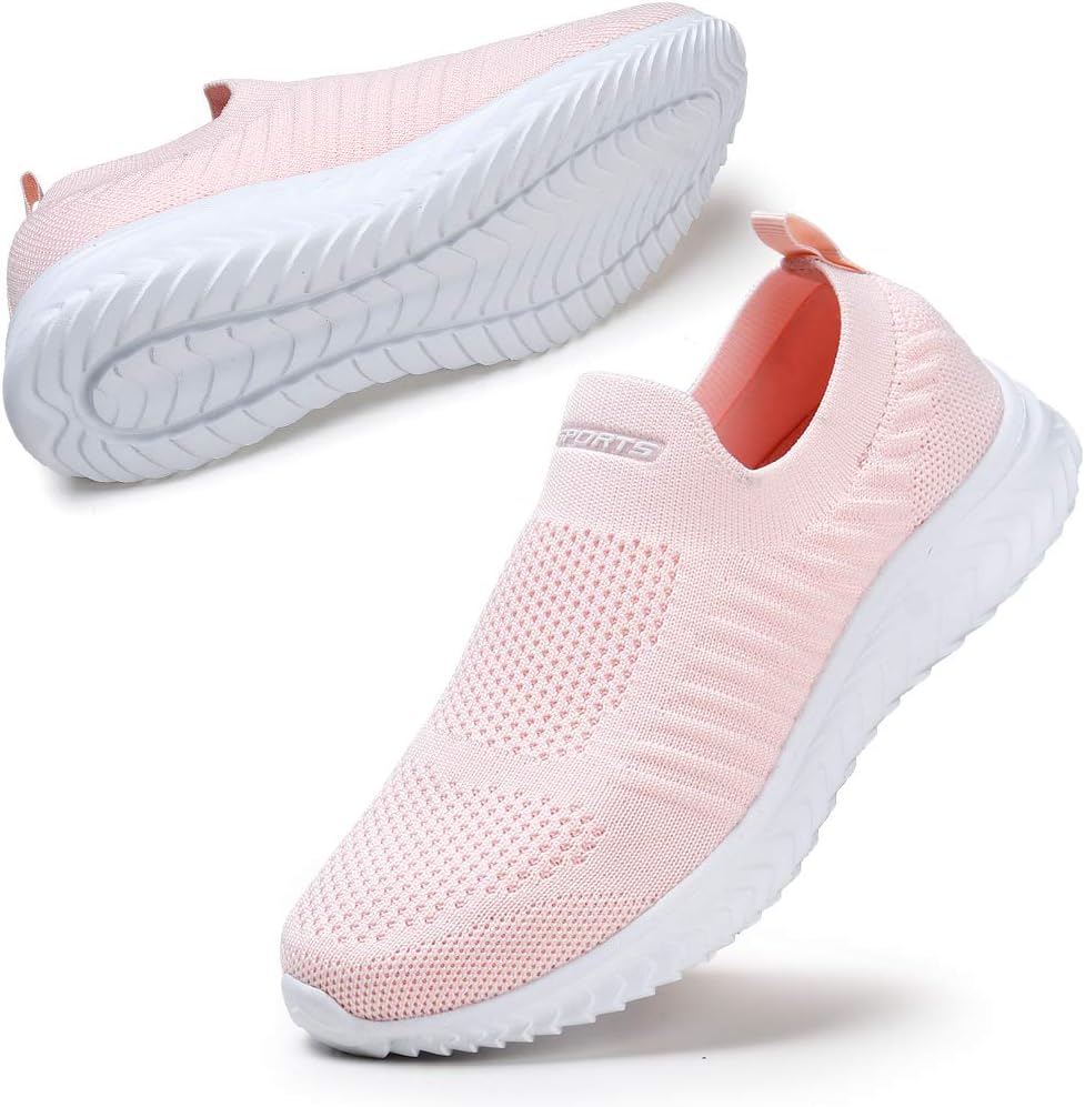 STQ Womens Slip On Trainers with Memory Foam Ladies Casual Shoes 5 UK Pink