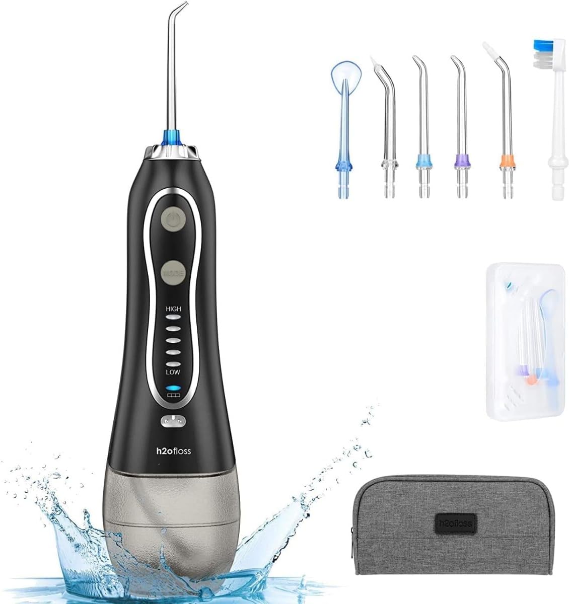 Water Flosser for Teeth Cleaning, H2ofloss Cordless Oral Irrigator, IPX7 Waterpr...