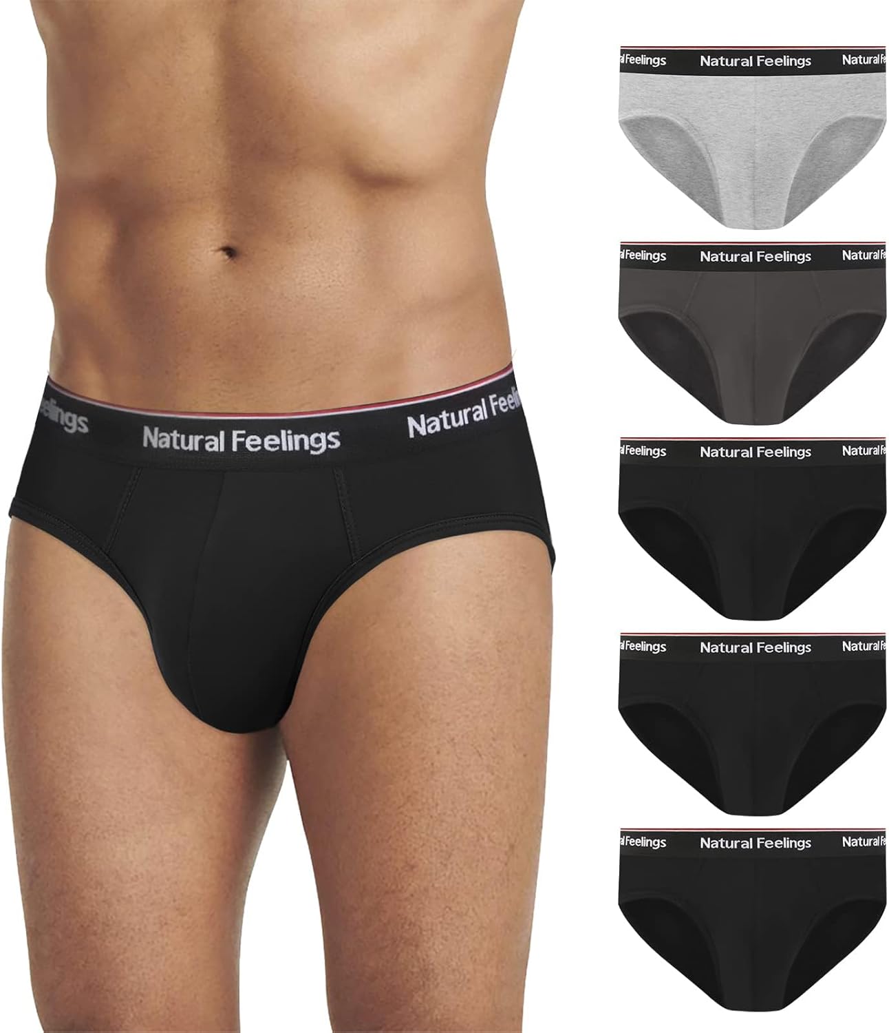 Natural Feelings Mens Underwear Briefs Soft Cotton Mens Briefs Classic Low Rise...