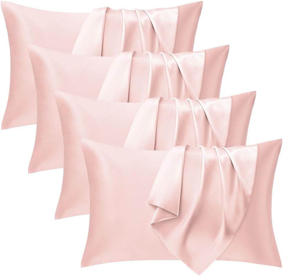 Seiwohl Satin Pillowcase Soft as Silk Pillowcases for Hair and Skin Coral Pillow...