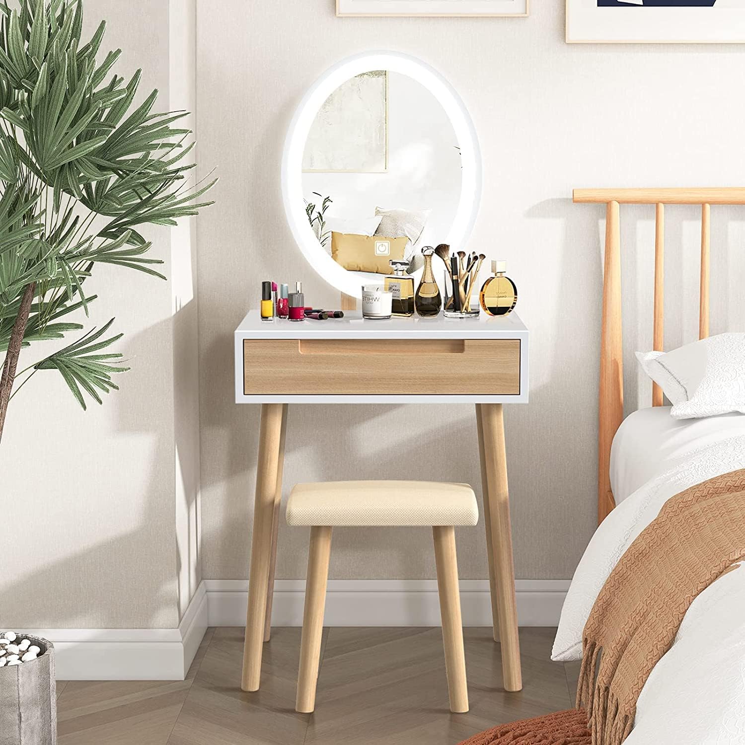 YOURLITE Makeup Vanity Dressing Table Mirror Cosmetic Vanity Dressing Cabinet wi...