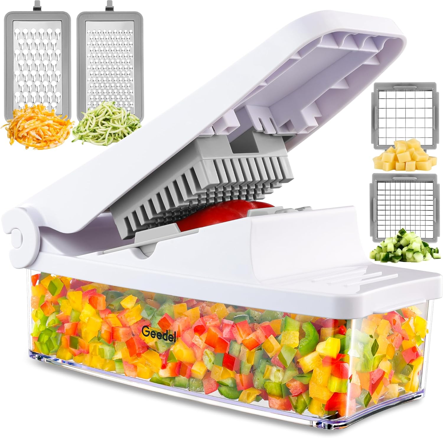 Geedel Vegetable Chopper, 4 in 1 Mandoline Vegetable Slicer, Food Onion Salad Ch...