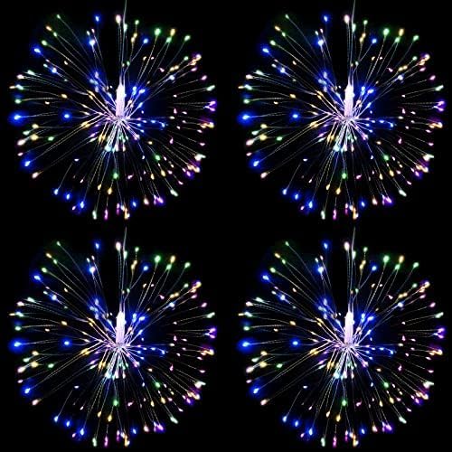 HELESIN Fireworks Fairy Lights Multicoloured, 4 Pack Fireworks Christmas Decorat...