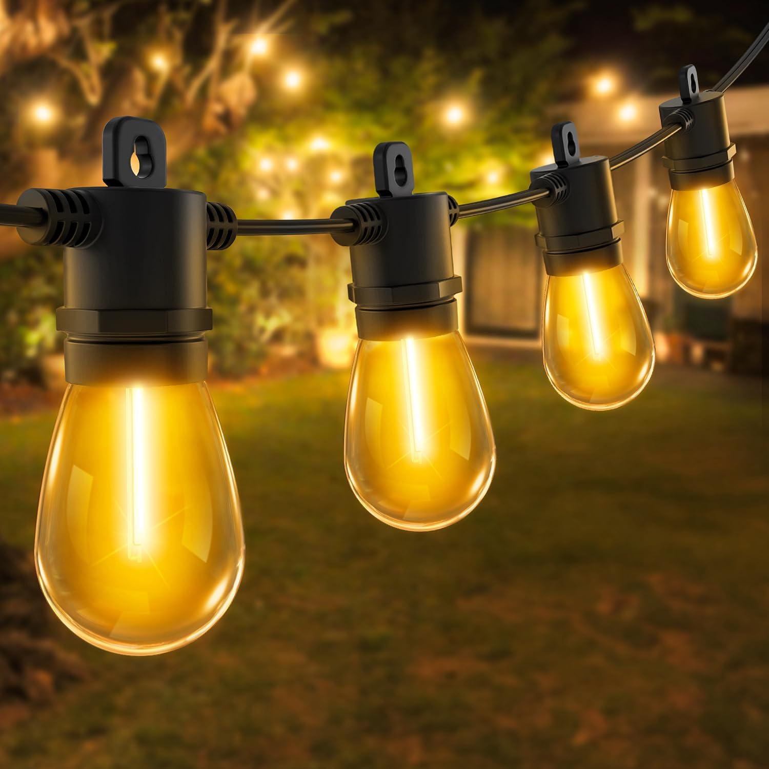 Vanranger Outdoor Festoon Lights Mains Powered - 50ft 15m 15+1 S14 LED Bulbs S14...