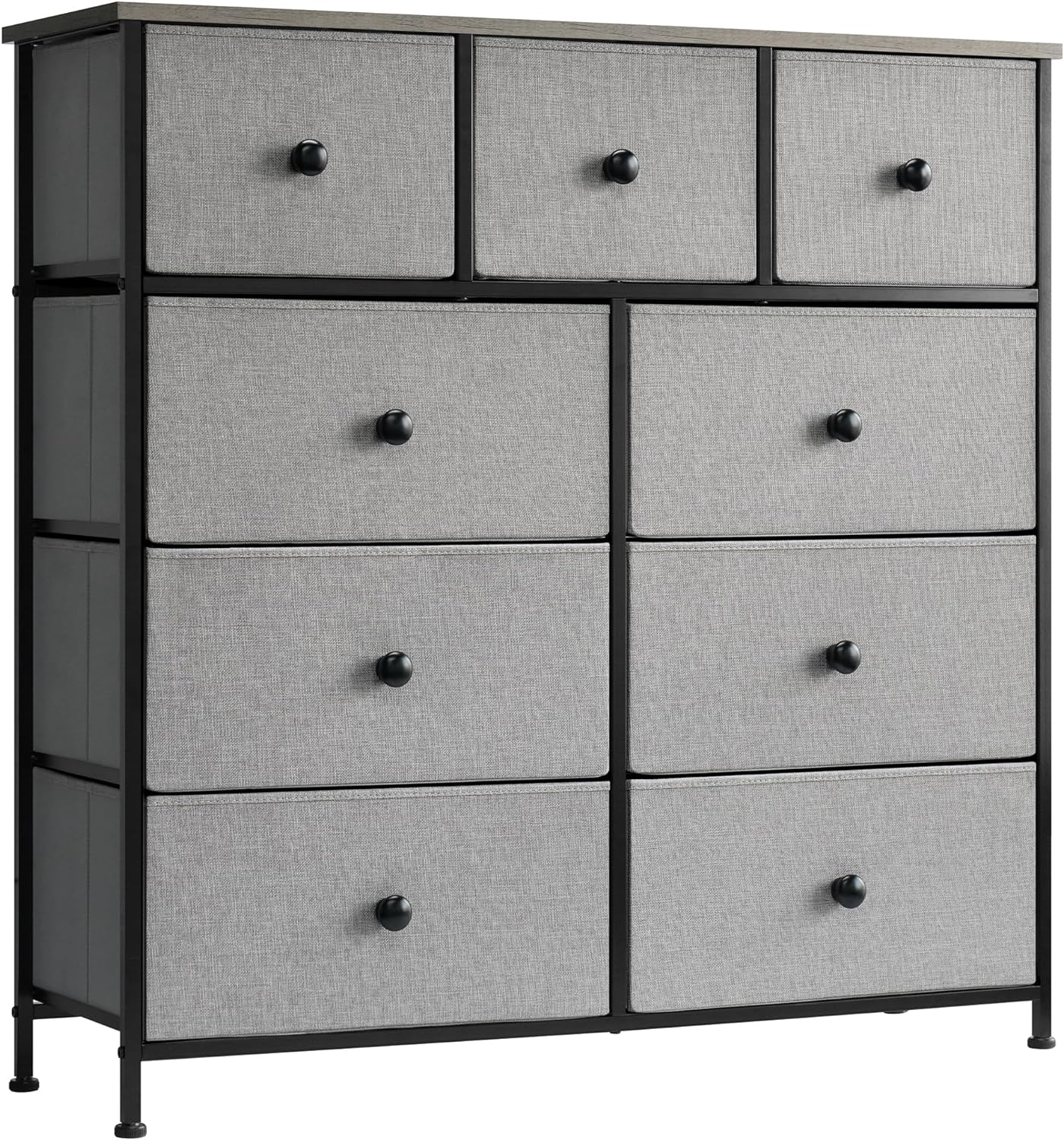 LYNCOHOME Chest of Drawer Bedroom, Drawers Storage Unit, Fabric Dresser with Met...
