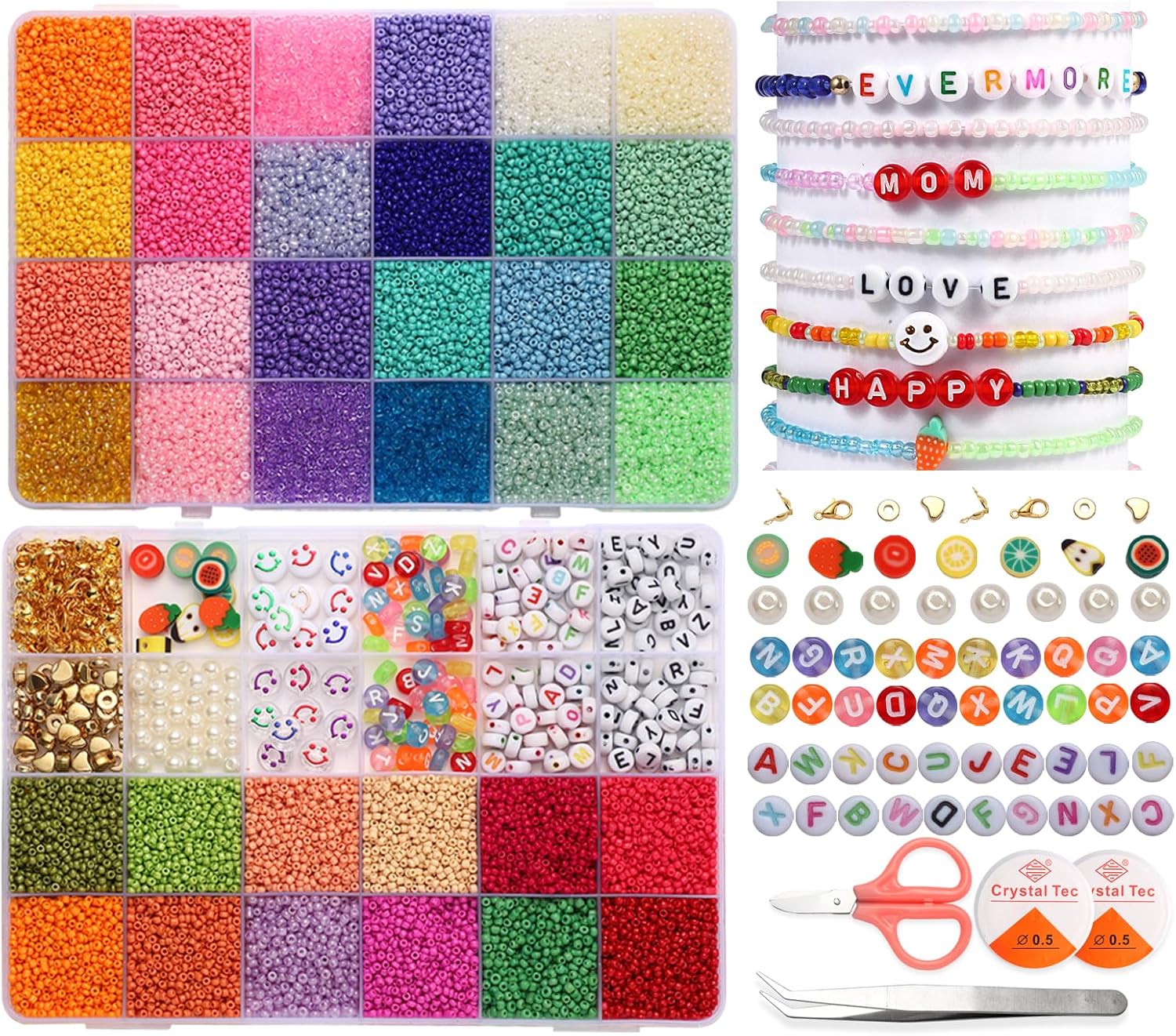 27340pcs Glass Seed Beads for Bracelet Making Kit, 36 Colors 2mm Glass Seed Bead...