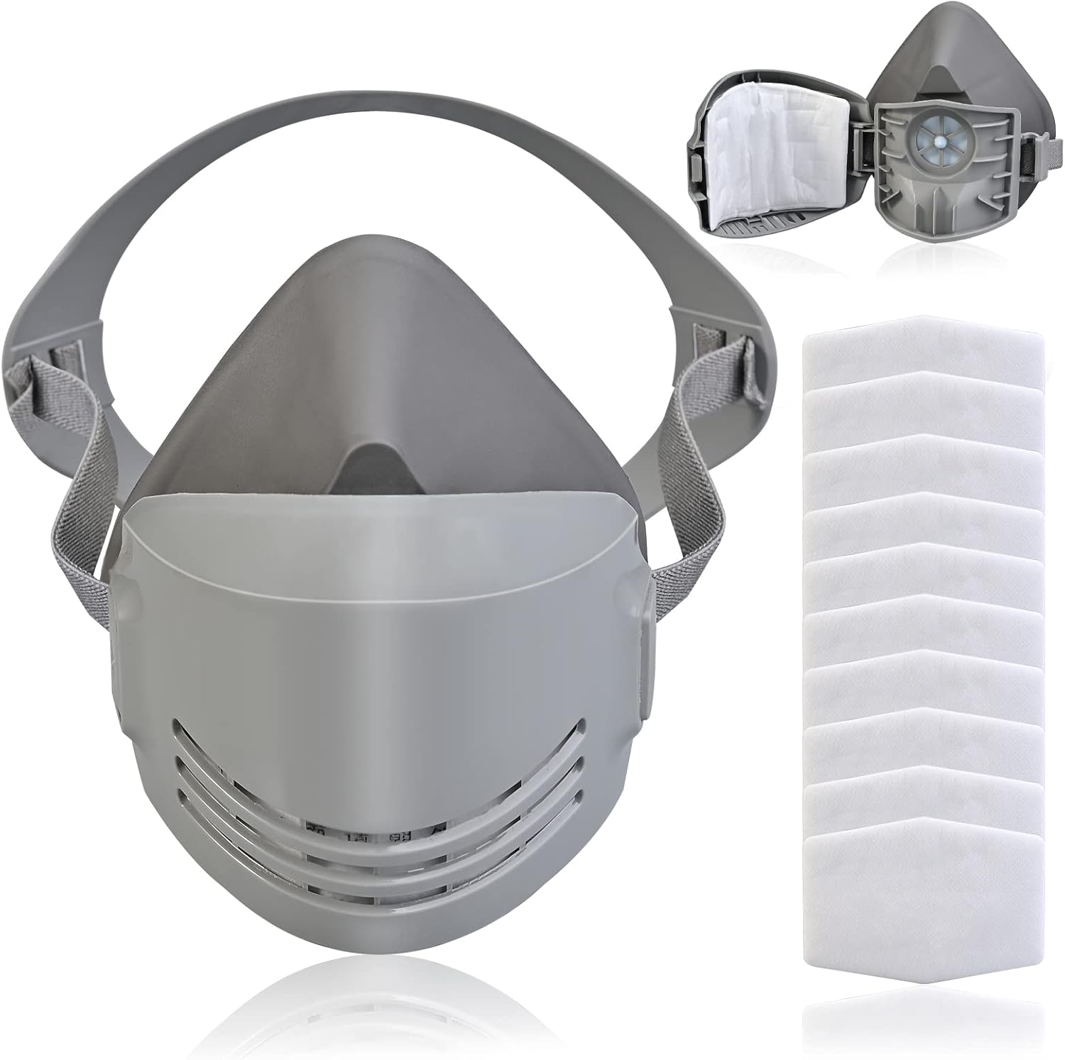 Faburo Dust Face Cover, Reusable Half Face Cover with 10 Replaceable Filter Cott...