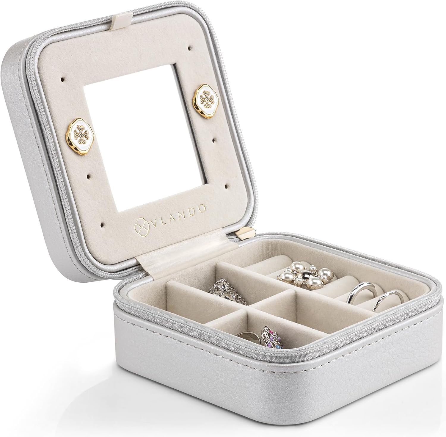 Vlando Small Jewelry Box Organizer,Travel Jewelry Storage Premium Petal Hardware...