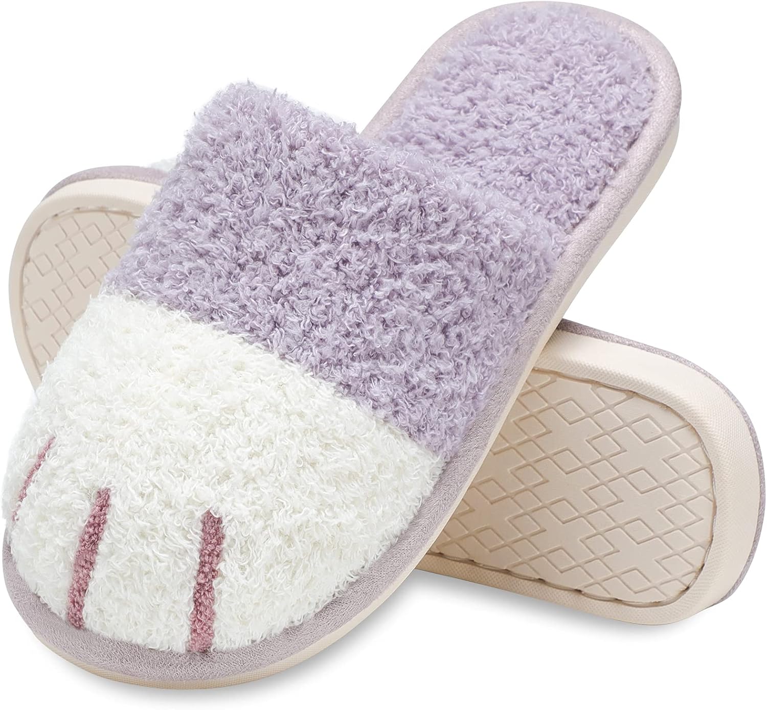 MAXTOP Cute Animal Slippers for Women Soft Plush Cat Paw House Slippers with Coz...