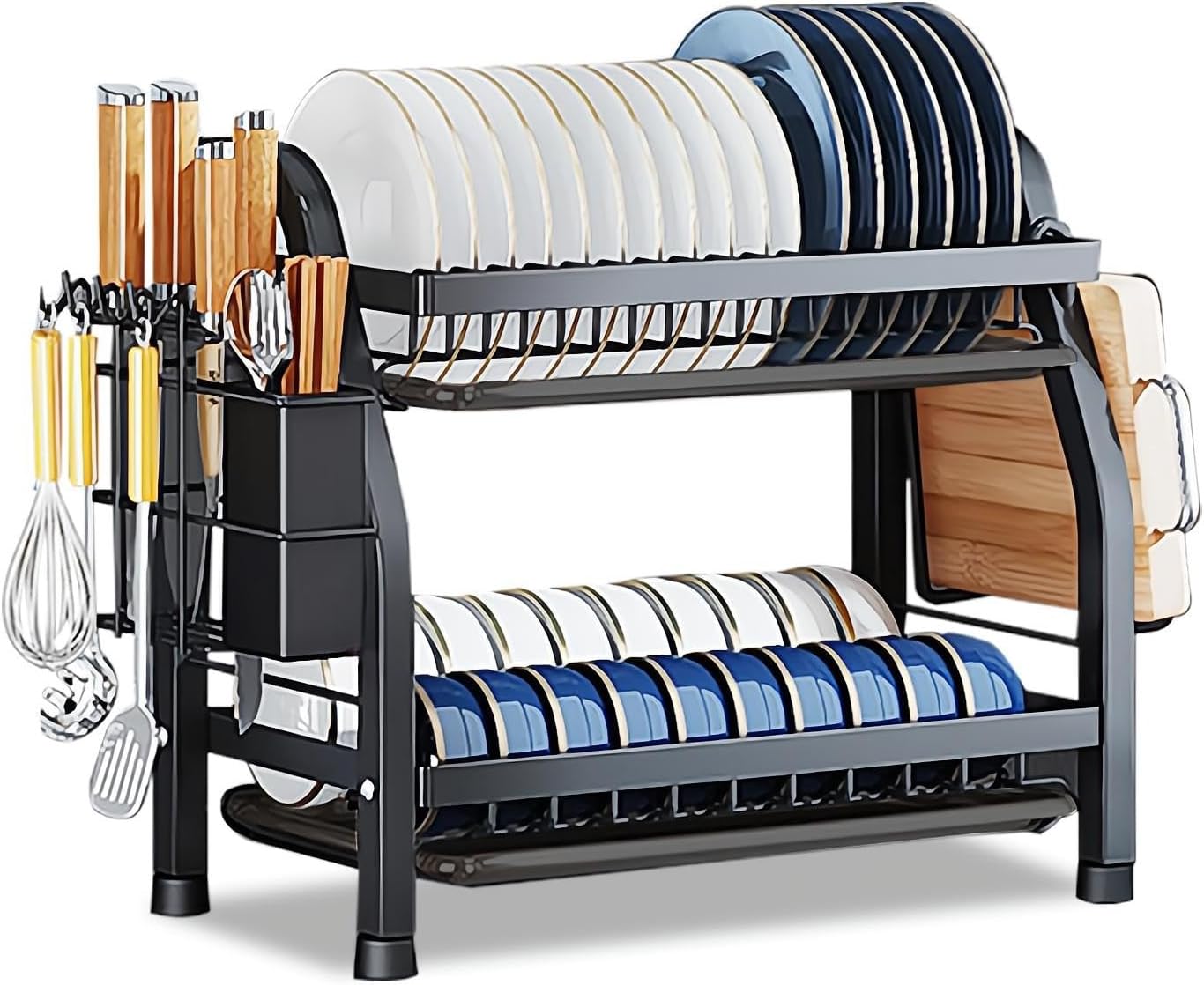 Nestling 2 Tier Dish Drainers, Kitchen Dish Rack,Stainless Steel Cutlery Drainer...